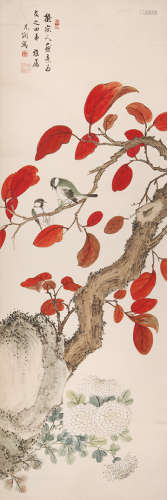溥僴（1901-1966） 拟宋人画意 设色纸本 立轴