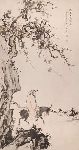 陈少梅（1909-1954） 驴背寻诗图 设色纸本 立轴