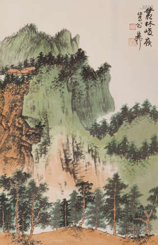 谢稚柳(1910-1997) 丛林峻岭 设色纸本 立轴