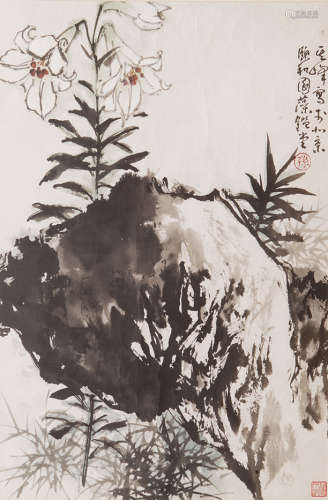 孙其峰（b.1920） 百年好合 设色纸本 镜框