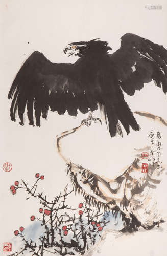 孙其峰（b.1920） 鹰 设色纸本 镜心