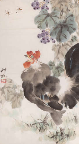 萧朗（1917-2010） 大吉图 设色纸本 镜片