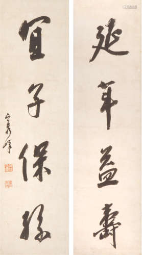高凌霄(1848-1909) 书法对联 水墨纸本 立轴