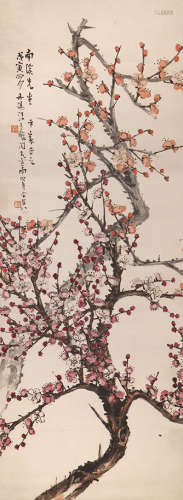 汪吉麟(1871-1960) 梅花 设色纸本 立轴