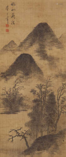 董其昌（1555-1636) 山水 设色绢本 立轴