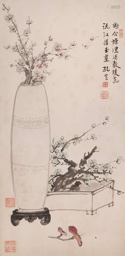 孔宣（1873-1926） 清芬图 设色纸本 立轴