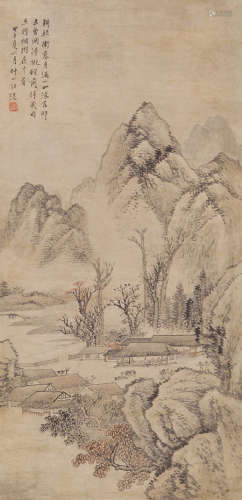 汪琨（1877－1946） 山居人家 设色纸本 立轴
