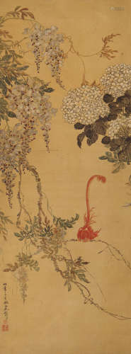 姚元之(1773-1852) 紫气东来 设色绢本 立轴