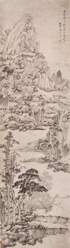 朱寉年（1760-1834） 仿白雲外史山水 设色纸本 立轴