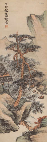 萧愻(1883-1944) 松夏幽居 设色纸本 镜心
