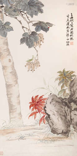 赵叔孺(1874-1945) 老圃秋艳 设色纸本 立轴