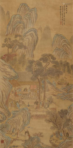 彭旸（1859-?） 齐君投壶 设色纸本 立轴