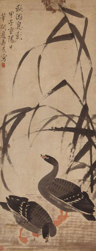 边寿民（16844-1752） 庐雁 设色纸本 立轴