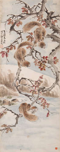 朱文候(1895-1961) 松鼠 设色纸本 镜心