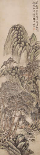 吴伯滔(1840-1895) 幽涧藏古寺 设色纸本 立轴