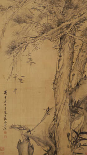 陈鸿寿(1768-1822) 三友图 设色绢本 立轴