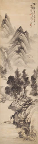 房毅(1889-1979) 学米家山水 设色纸本 立轴