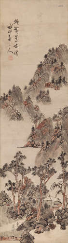 徐世昌(1855-1939) 拟古山水 设色纸本 立轴