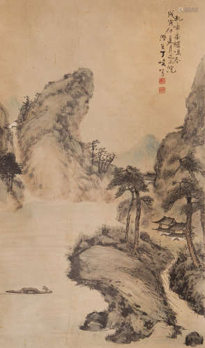 丁峻(1829-?) 山水 设色纸本 立轴