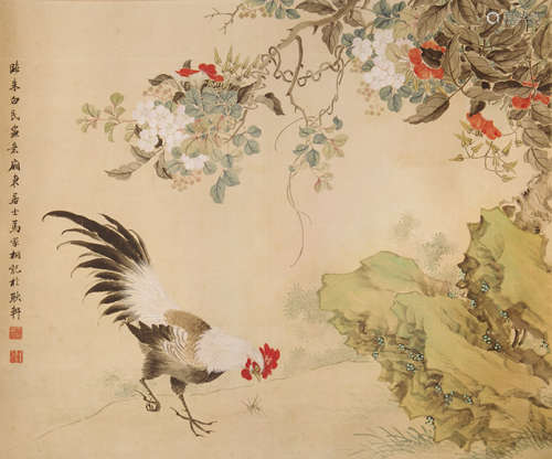 马家桐(1860-1930) 大吉图 设色绢本 立轴