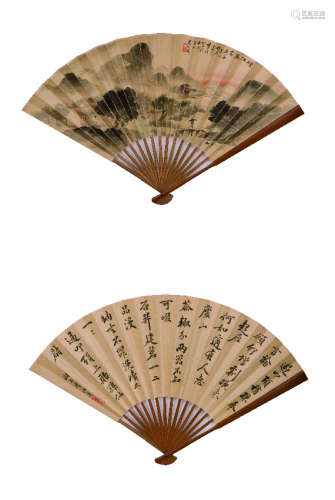 吴石仙(1845-1916) |李汝南 成扇 设色纸本 成扇