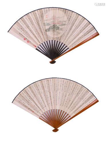 钱杜(1764-1845) |邓廷桢(1776-1846) 书画成扇 设色纸本 成扇