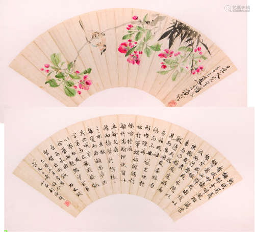 汪溶(1896-1972）| 刘铁群 书画合璧 设色纸本 扇面