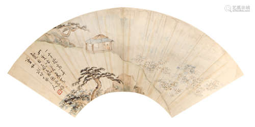 徐世昌(1855-1939) 山水扇面 设色纸本 镜心