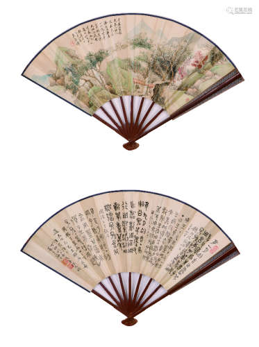 吴毂祥（1848-1903）|林兆禄 成扇 设色纸本 成扇
