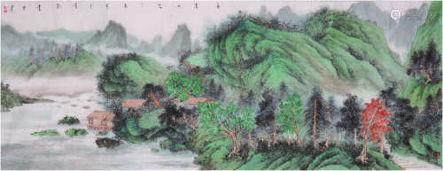 韦韬（b.1981） 青绿山水 设色纸本 软片