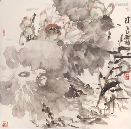 甘长霖（b.1946） 花鸟 设色纸本 镜心