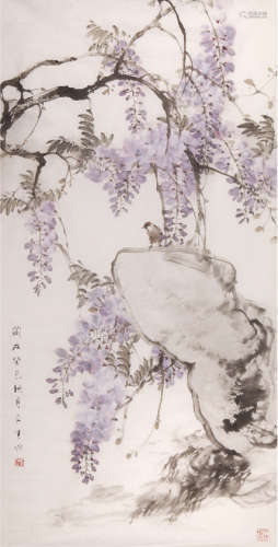 刘文生（b.1956) 紫藤 设色纸本 软片