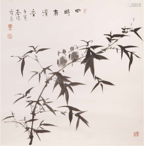 霍春阳（b.1946） 四时有清音 设色纸本 镜心