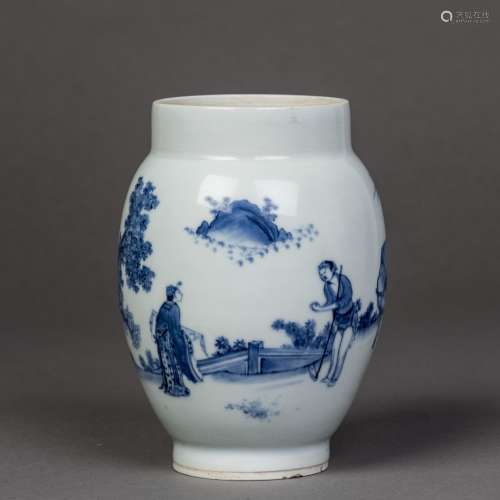 A BLUE AND WHITE PORCELAIN JAR, MING CHONGZHEN PERIOD