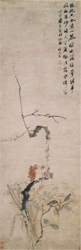 Style of Da Chongguang (1623-1692), China, dated 1687, Plum Blossoms, Narcissus and Camellia