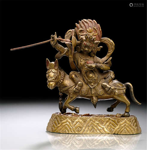 A BRONZE FIGURE OF SHRI DEVI, TIBETO-CHINESE, 19th ct