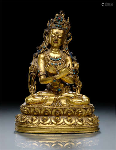 A GILT-BRONZE FIGURE OF VAJRADHARA, Tibet, ca