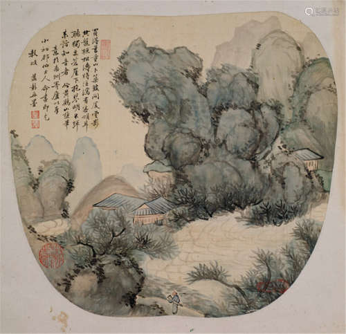 TWO ALBUM LEAVES WITH LANDSCAPES, China, Qing dynasty