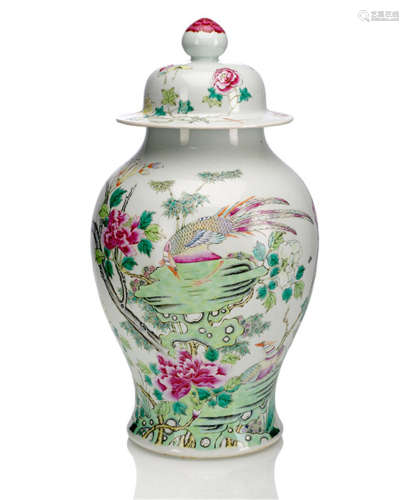 A FAMILLE ROSE VASE AND COVER