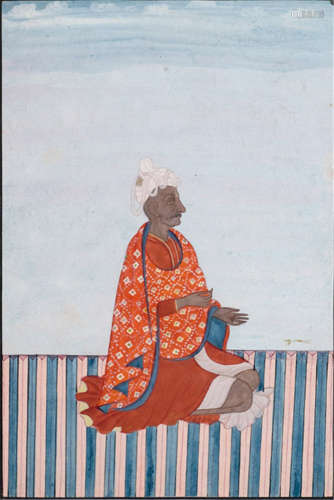 A GOUACHE ON PAPER DEPICTING A SIDDHI, India, 19th/20th Ct. - Property from a South German private collection, assembled between 1960 and 1990 - Minor wear, framed and glazed