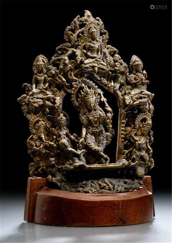 A BRONZE SHRINE DEPICTING A BODHISATTVA, NEPAL, 17th/18th ct