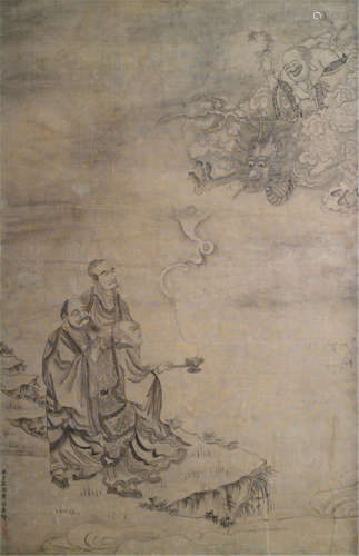 Wang Hao, Budai and three buddhist Monks, China, 18th/19th ct
