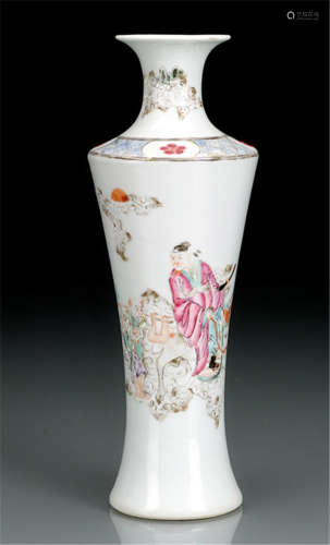 A SMALL VASE DECORATED WITH ZHONG KUI RIDING A DONKEY WITH A DEMON