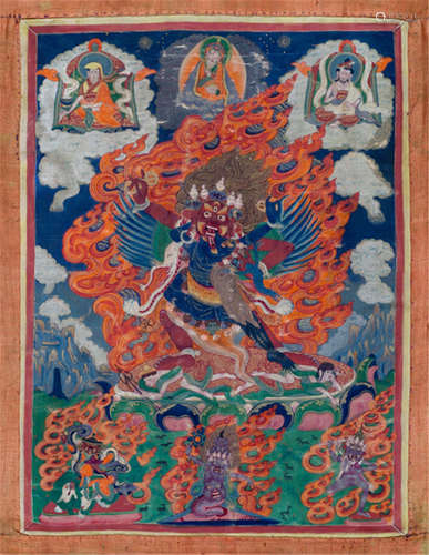 A THANGKA DEPICTING MAHAKALA, Tibet, late 18th ct