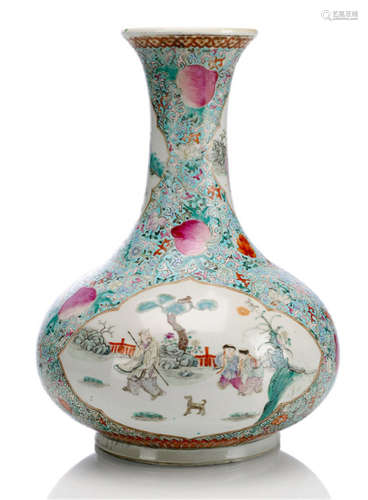 A FAMILLE ROSE VASE IN YUHUCHUNPING SHAPE