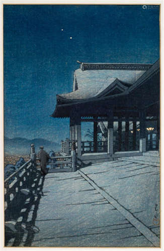 KAWASE HASUI (Japan, 1883-1957), an oban tate-e-Titel: Kyoto Kiyomizudera Series: Nihon fûkei shû Kansai hen - Dated: Shôwa 8 (1933), Month 11 -Signed: signed Hasui and seal - Property of a Berlin private collection, acquired before 1990 - Minor wear, framed under glass
