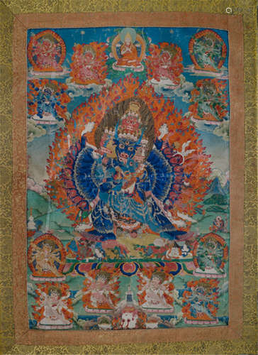 A THANGKA DEPICTING VAJRABHAIRAVA, TIBET, 18th/19th Ct