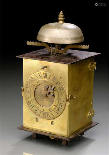 A BRASS LANTERN CLOCK, Japan, 19th Ct. - Property from a German private collection, acquired before 1981 - Partly slightly damaged due to age