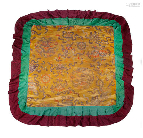 A LARGE SILK BROCADE FOR AN ALTAR OR A THRONE SEAT, Tibet, 19th ct