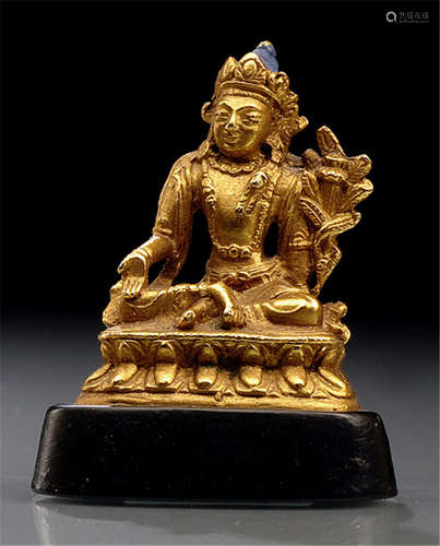 A GILT-BRONZE FIGURINE OF A BODHISATTVA, TIBETO-CHINESE, 18th ct